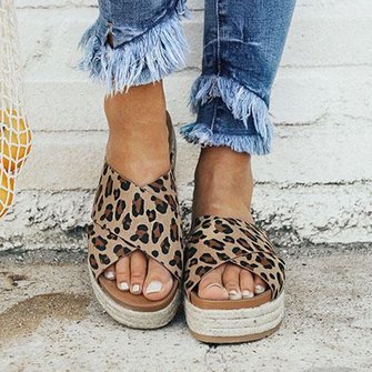 Andynzoe Women Plus Size Peep Toe Platform Sandals Slip-On Slippers