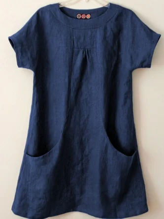 Short Sleeve Pockets Cotton-Blend T-shirt