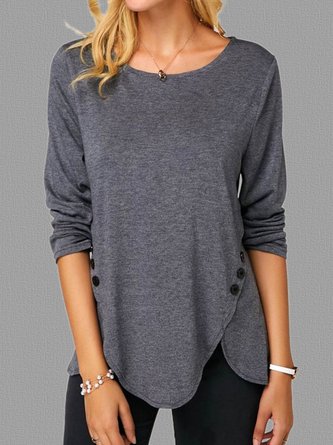Crew Neck Casual Shift Knitted Top