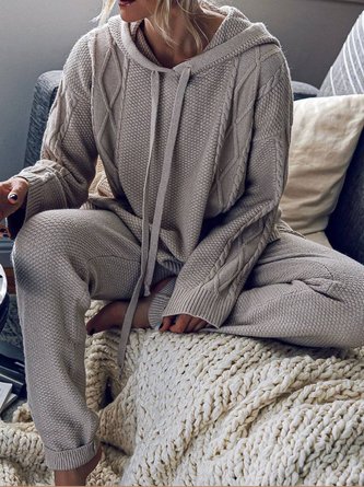 Gray Casual Long Sleeve Two-Piece Set