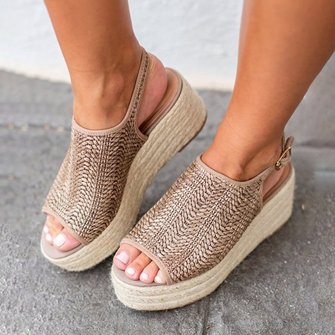 Andynzoe Platform Peep Toe Weaving Sandals