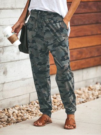 Andynzoe Daily Women Polyester Camouflage Printed Casual Sports Pants