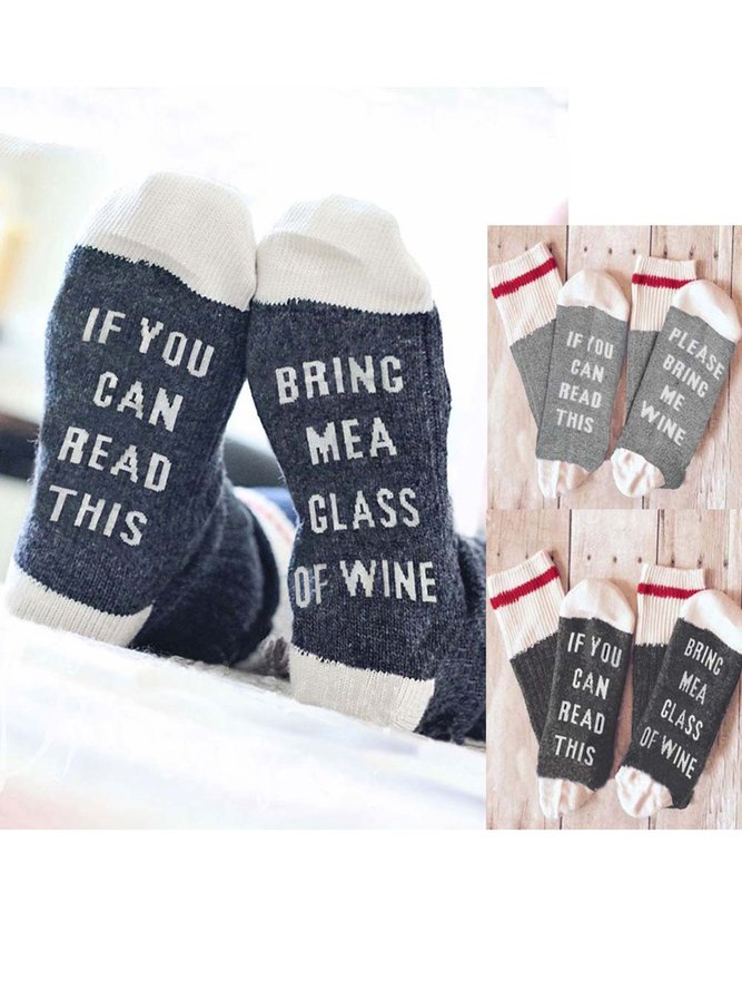 One-size Creative Letter Printed Casual Cotton Stockings