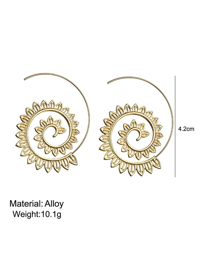 Andynzoe Womens Exaggerated Round Gold Alloy Earrings