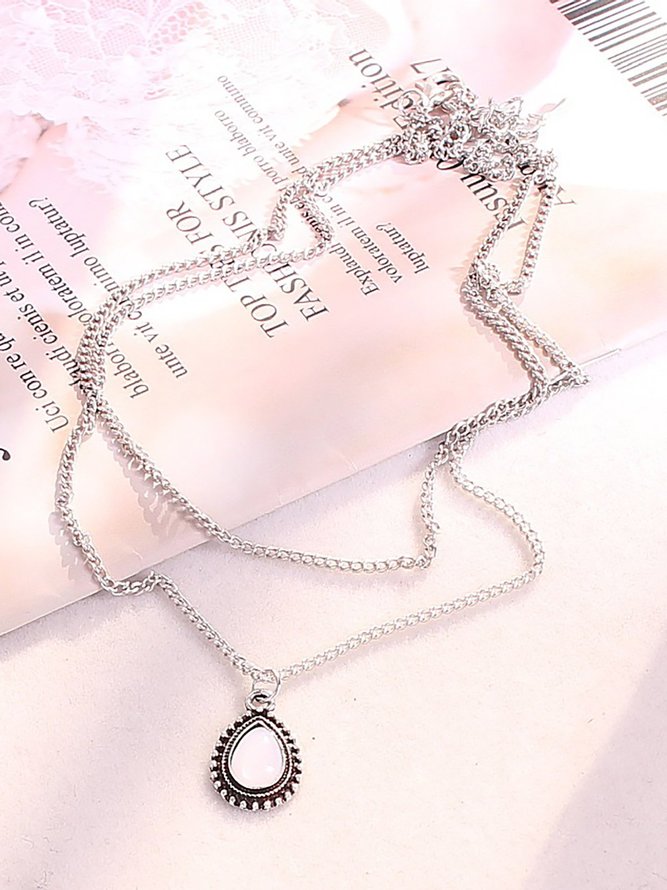 Womens Alloy Round Drop Necklaces