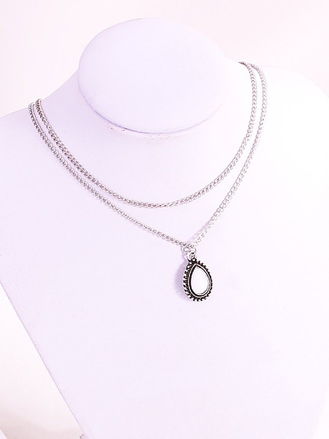 Womens Alloy Round Drop Necklaces