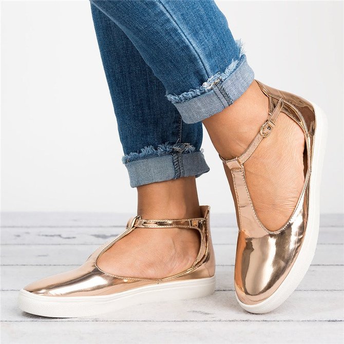 Casual Ankle Strap Buckle Flats