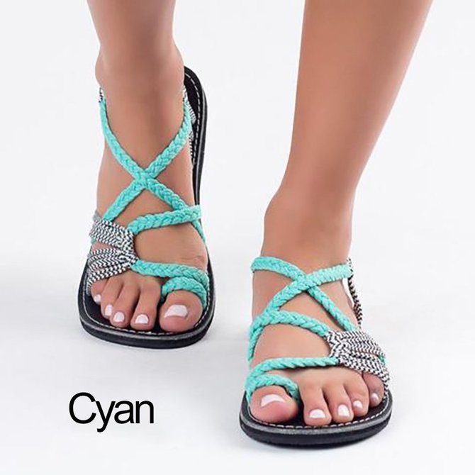 Andynzoe Plus Size Women Sandals Handmade Beach Flat Sandals | Sandals ...