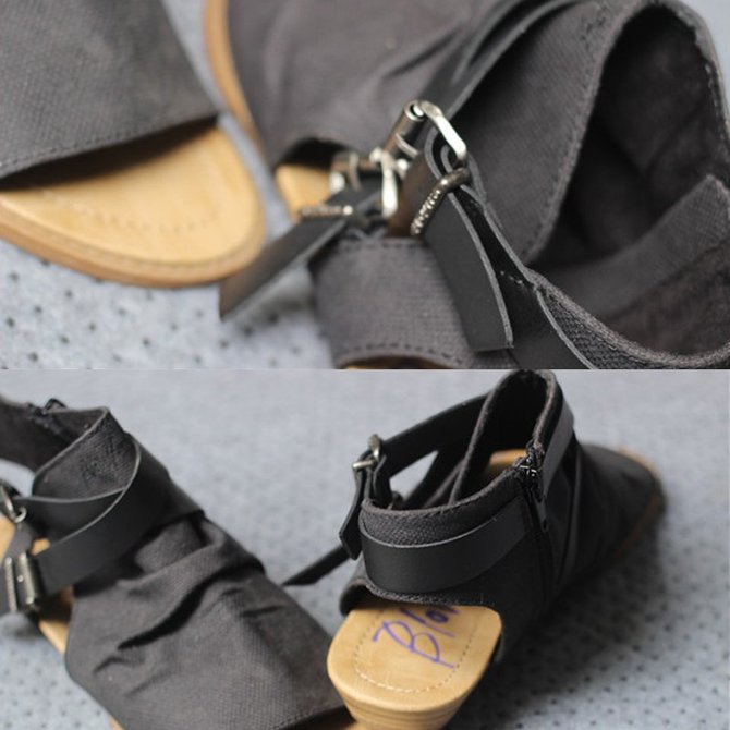 Andynzoe Women Denim Cloth Adjustable Buckle Sandals
