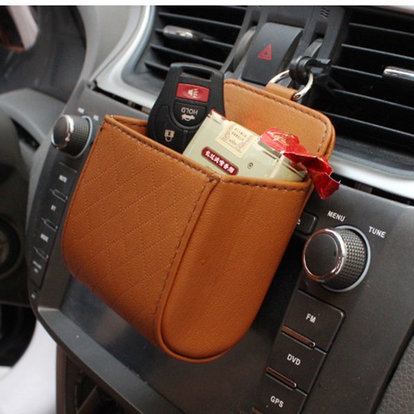 Multi-functional Auto Air Vent Car Storage Pu Phone Casual Bag