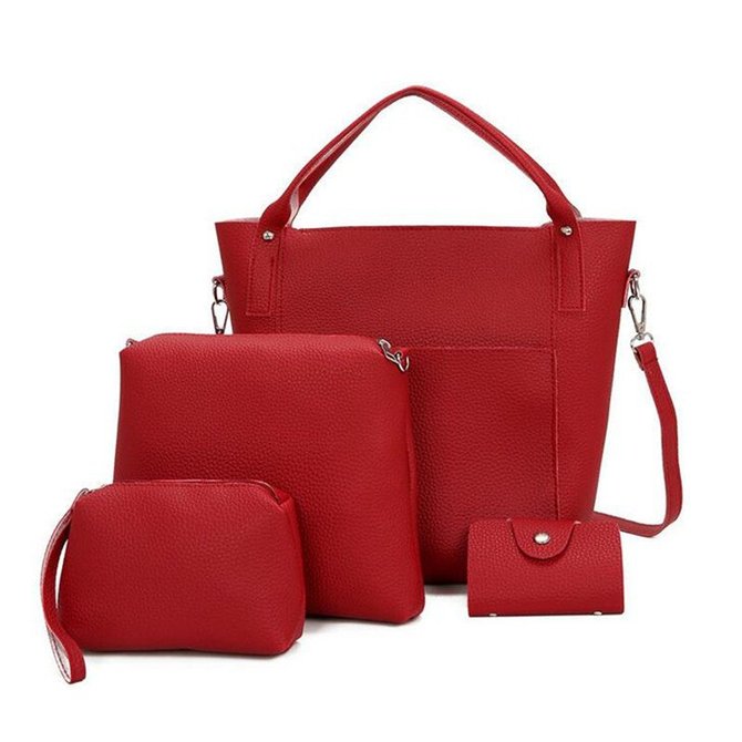 Women 4 PCS Versatile PU Leather Bucket Bag High-end Hobos Bag Handbag