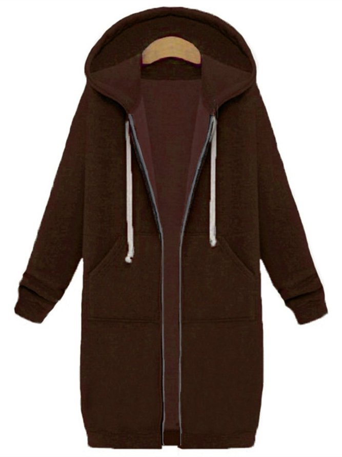Casual Long Sleeve H-line Hoodie  Coat