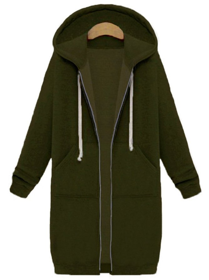 Casual Long Sleeve H-line Hoodie  Coat