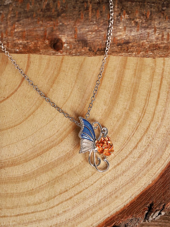 Butterfly Rose Necklace Dresses Jewelry