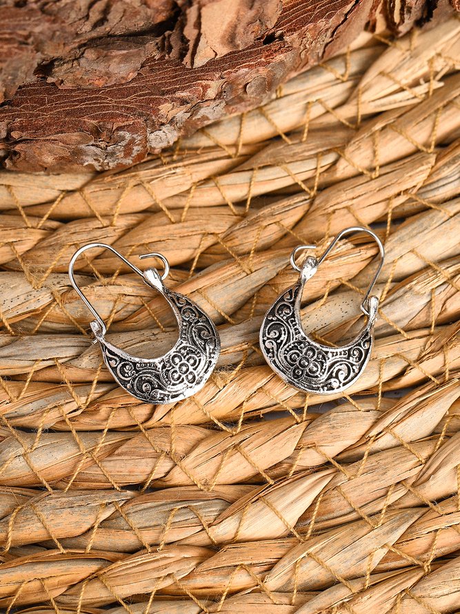 Woman Silver  Vintage Tribal Holiday Earrings