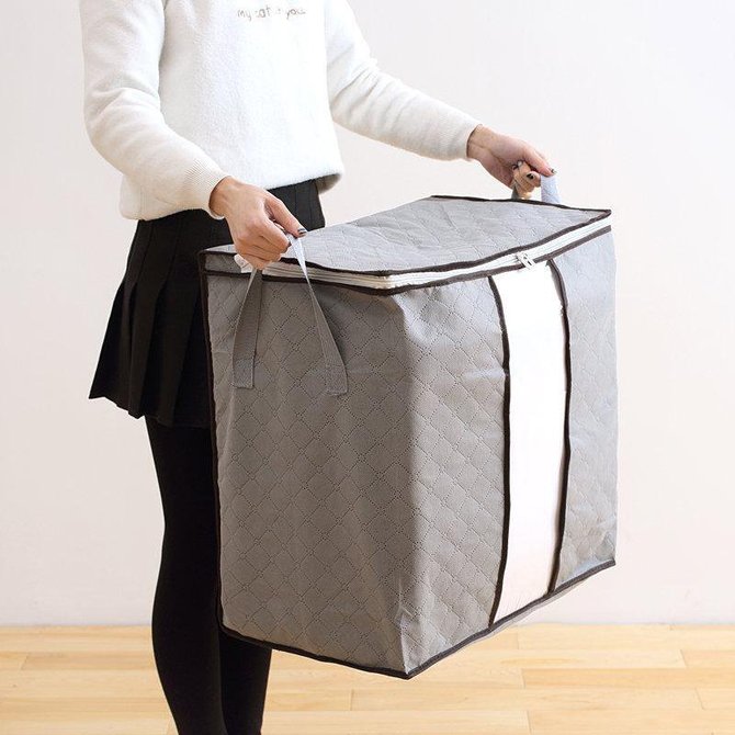 Upgraded Thickened 62L Folding Bamboo Charcoal Clothes Storage Bag