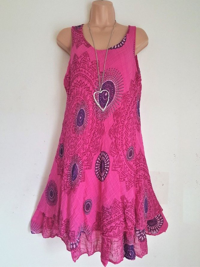Swing Sleeveless Printed Weaving Dress