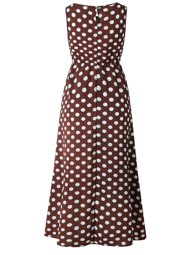 Round Neck Polka Dots Casual Dresses