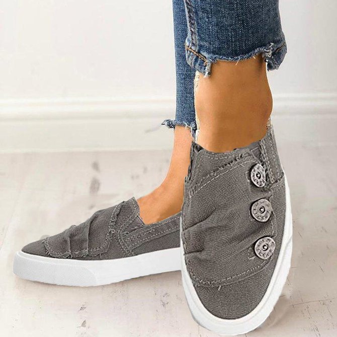 Women Casual Button Comfy Sneakers