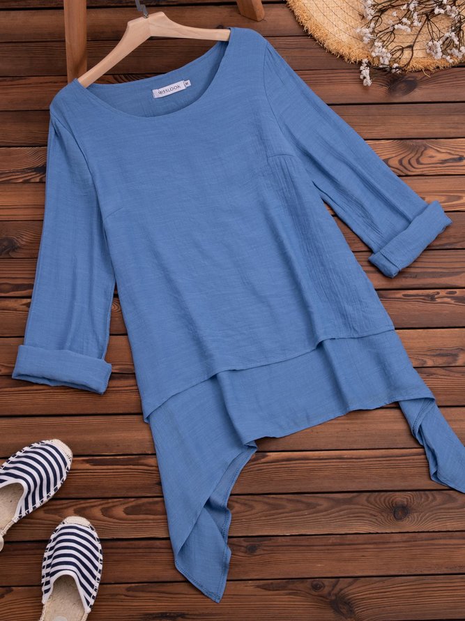 Casual Long Sleeve Crew Neck Blouse