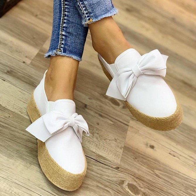 Women Casual Bowknot Slip On Shoes