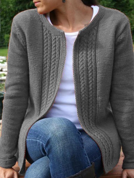 Casual Vintage Knitted Solid Sweater