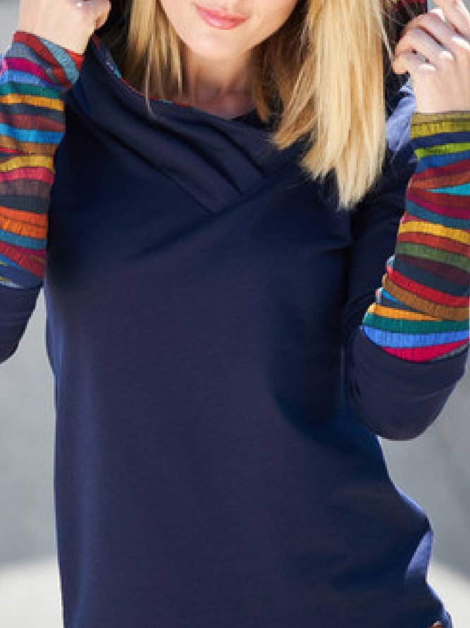 Hoodie Casual Long Sleeve Color-Block Sweatshirt
