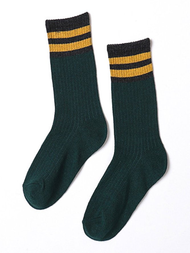 Vintage Casual Stripes Breathable Warm Cotton Socks