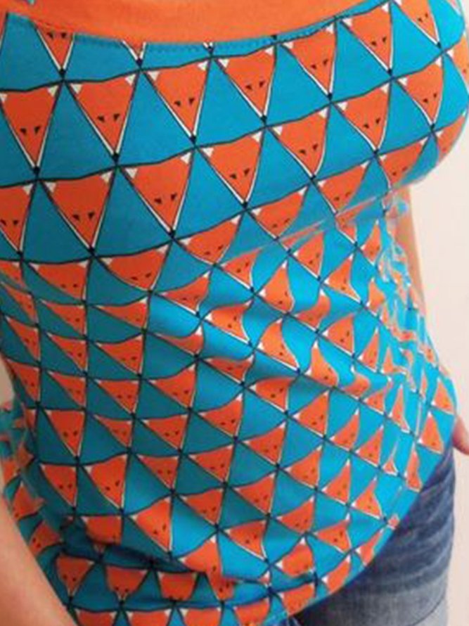 Geometric print strapless round neck casual vest