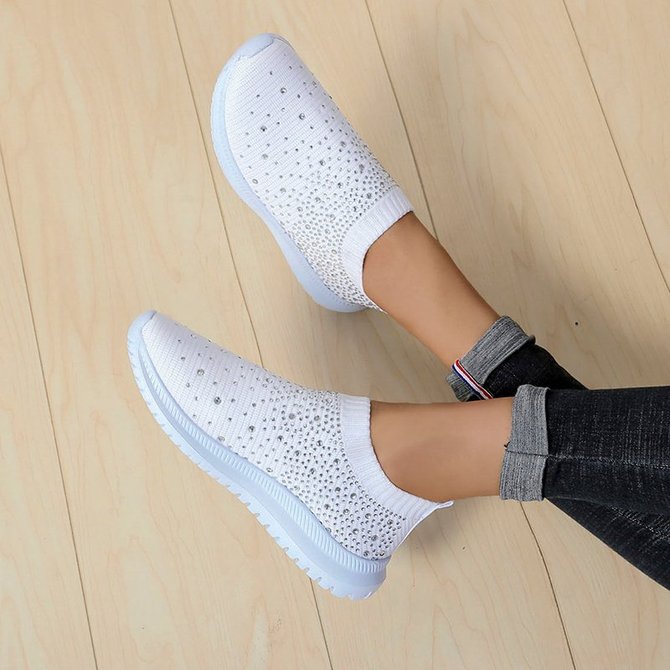 Pi Clue Rhinestone Artificial Leather Sneakers