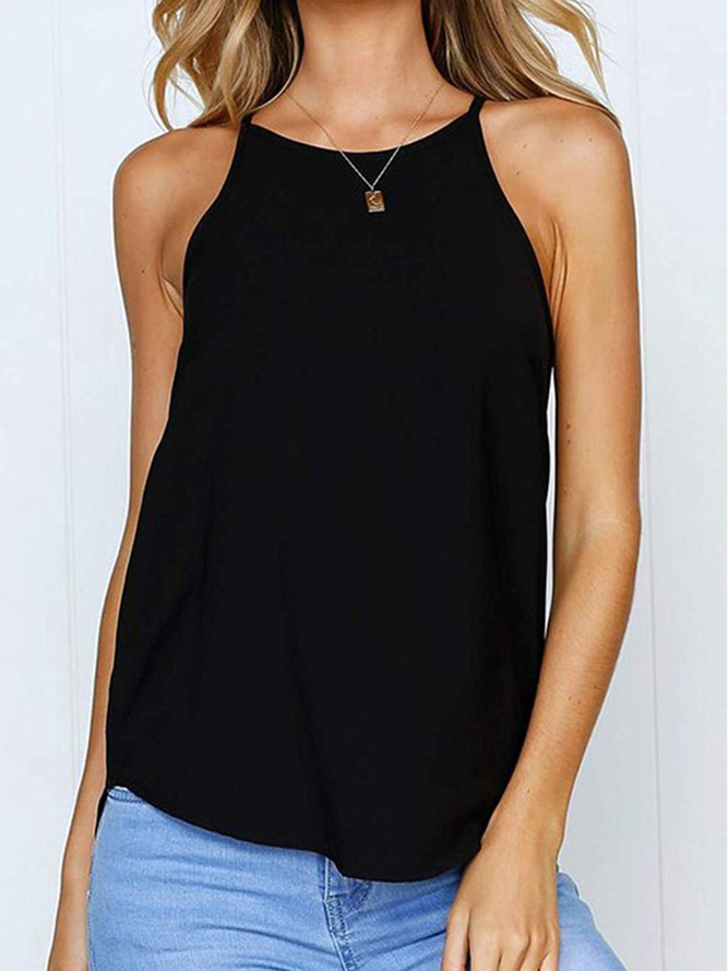 Sleeveless Casual Solid Shirt & Top