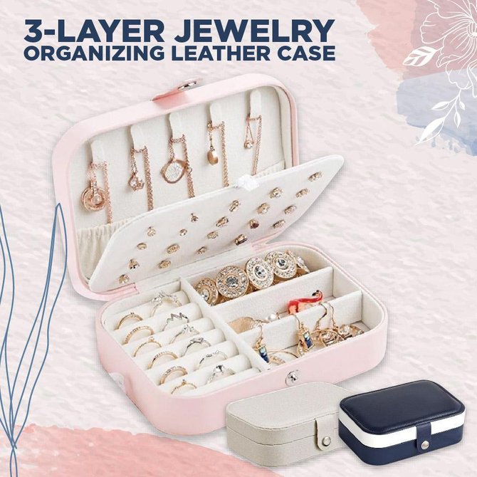3-Layer Jewelry Organizing Leather Case