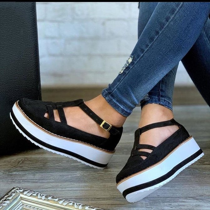 Women Casual Daily Comfy Buckle Strap Sneakers