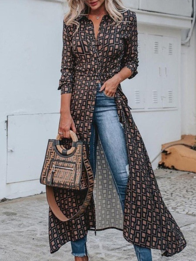 As Picture Floral-Print Long Sleeve Blouse