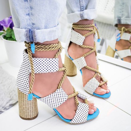 Casual Suede High Heel Lace Up Sandals