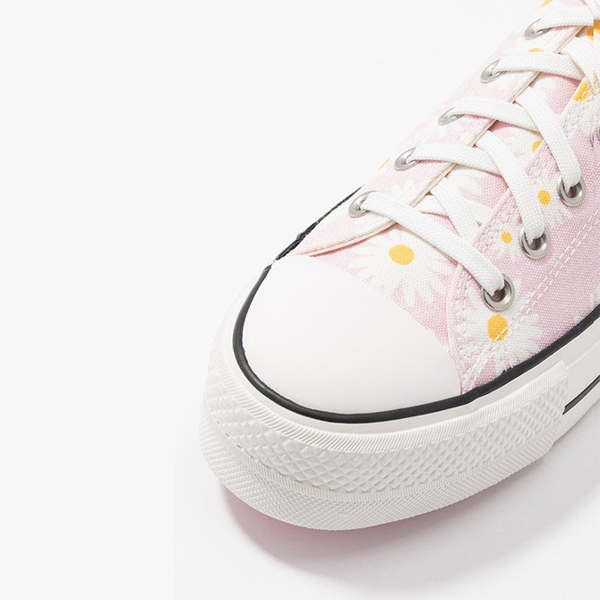 Pink Canvas Flat Heel Sneakers