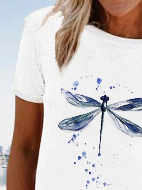 Cotton-Blend Casual Graphic T-shirt