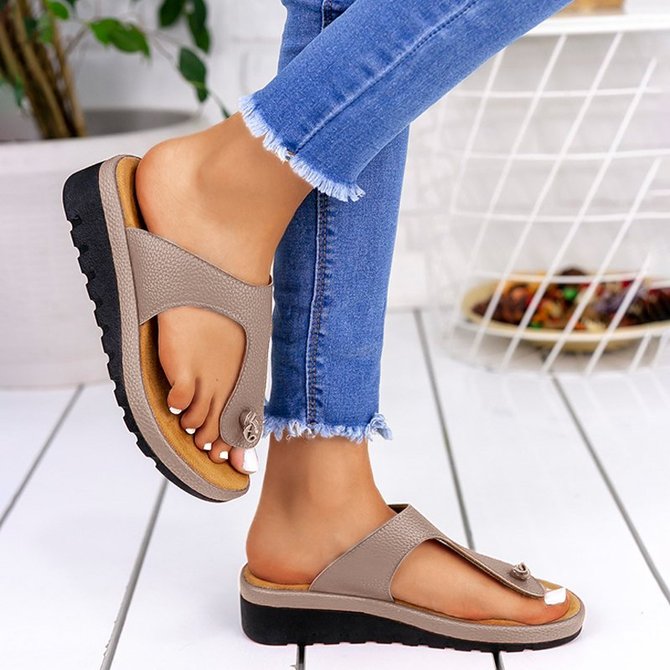 Women Casual Summer Comfy Thong Slip On Wedge Sandals | andynzoe