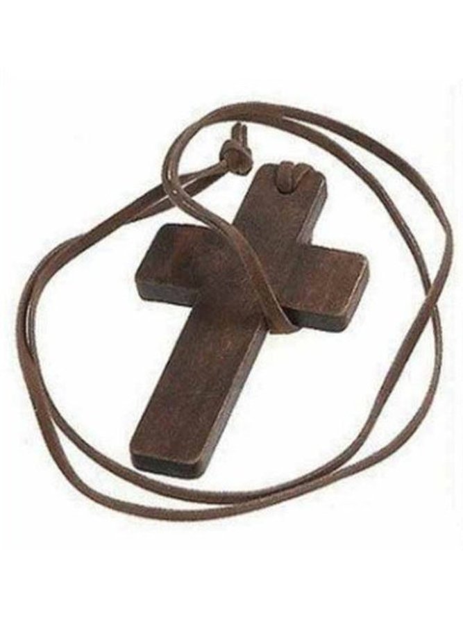 Vintage Wood Cross Necklace