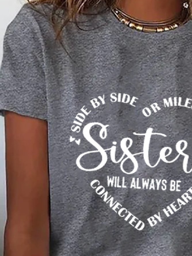 Casual1 Summer Text Letters Lightweight Daily Short sleeve Crew Neck Regular H-Line T-shirt for Women