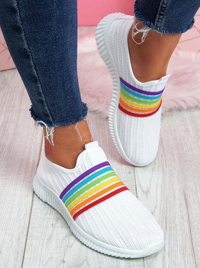 Color Block Fly-Woven Fabric Sneakers