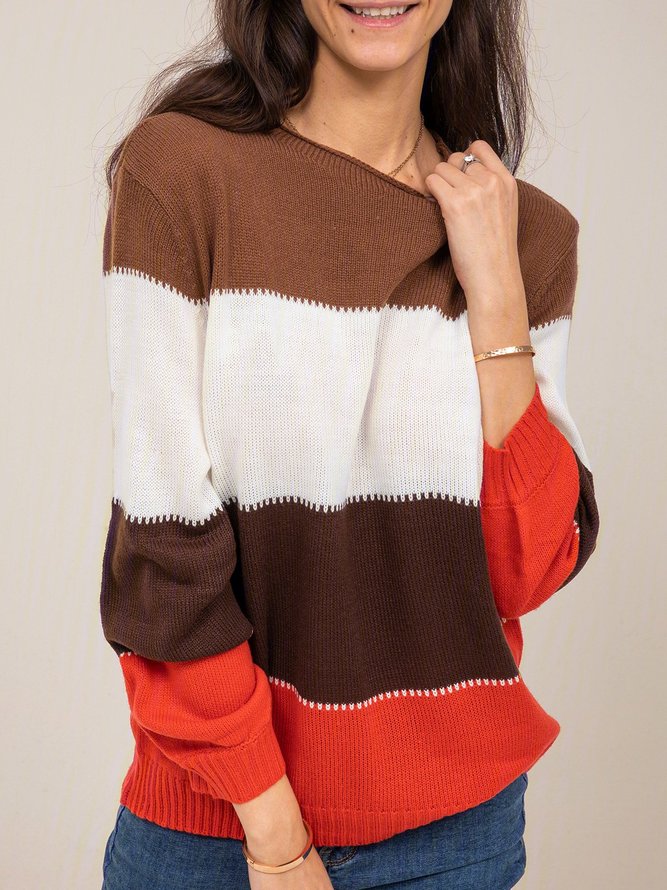 Long Sleeve Colorblock Casual Sweater