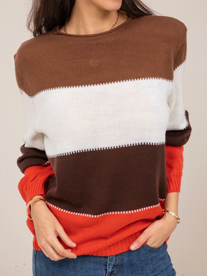 Long Sleeve Colorblock Casual Sweater