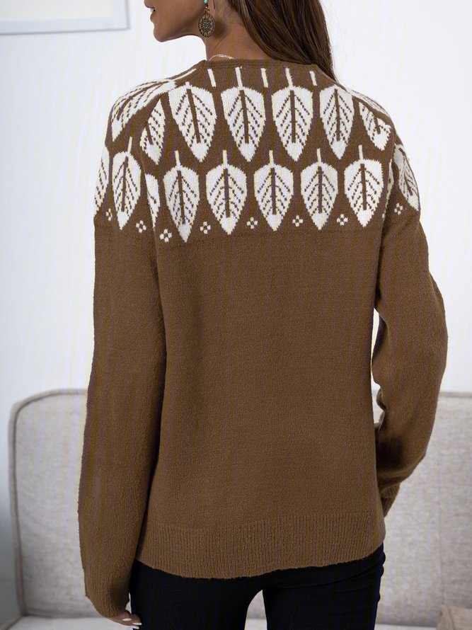 Printed Casual Crew Neck Sweater