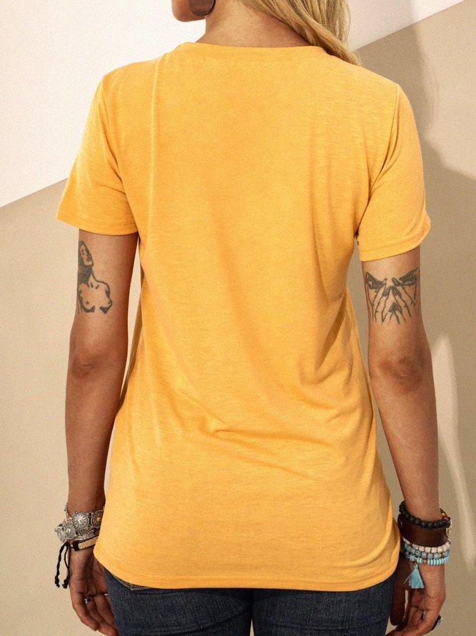Yellow Short Sleeve Cotton Printed Animal T-shirt