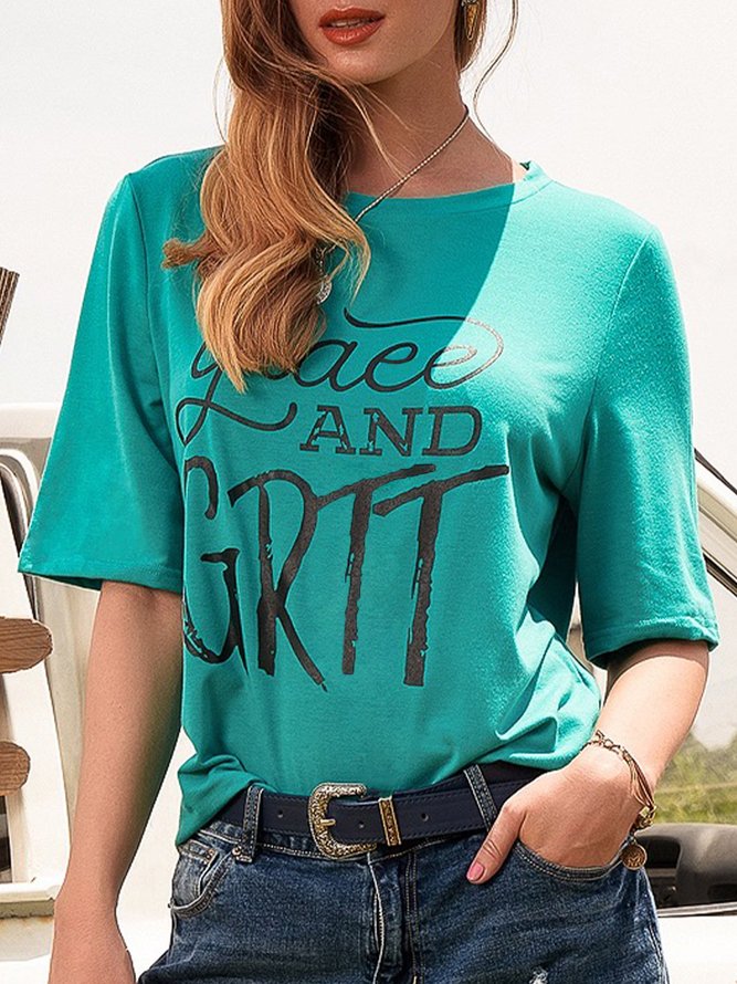 Summer casual simple printed T-shirt