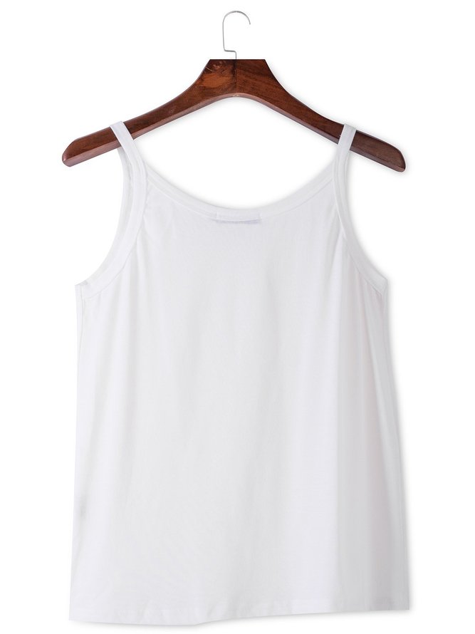 White Cotton-Blend Sleeveless Shirt & Top