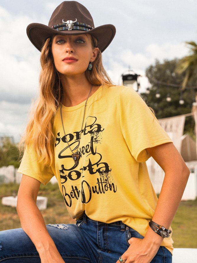 Yellow Printed Vintage Jersey T-shirt