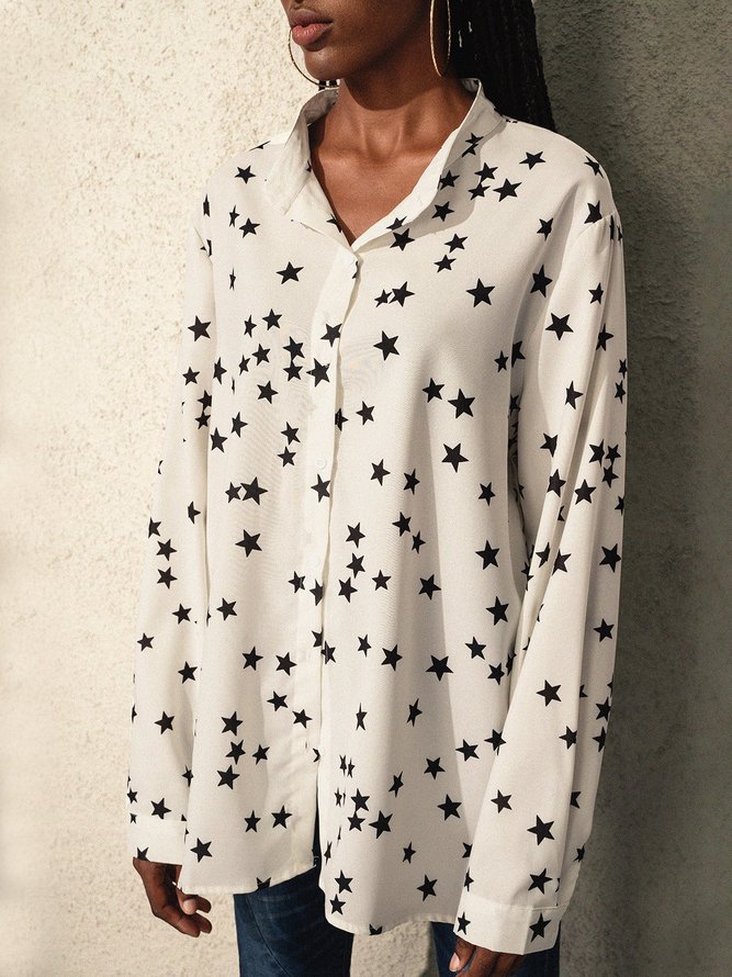 Half sleeve star print casual holiday shirt