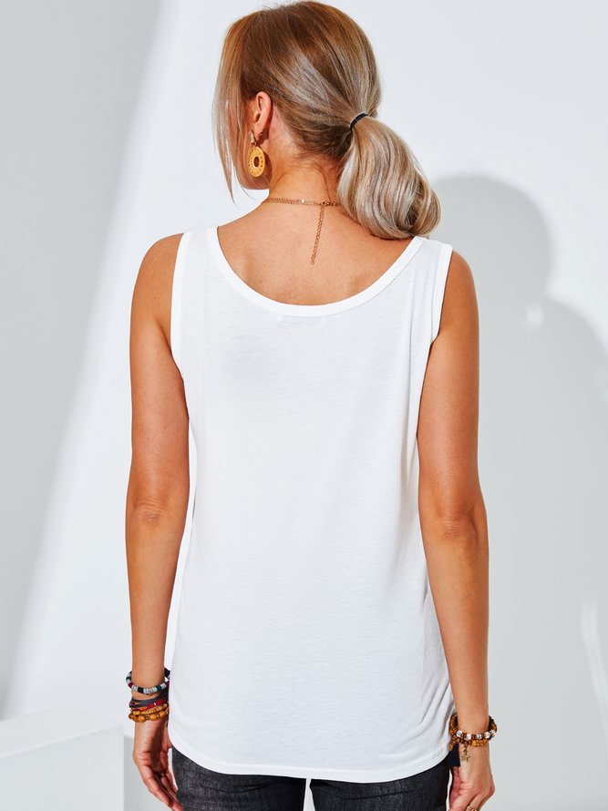 Sleeveless Cotton-Blend Printed Casual Shirt & Top
